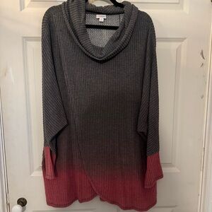 LuLaRoe Charcoal and Rose Cowl Neck Sweater